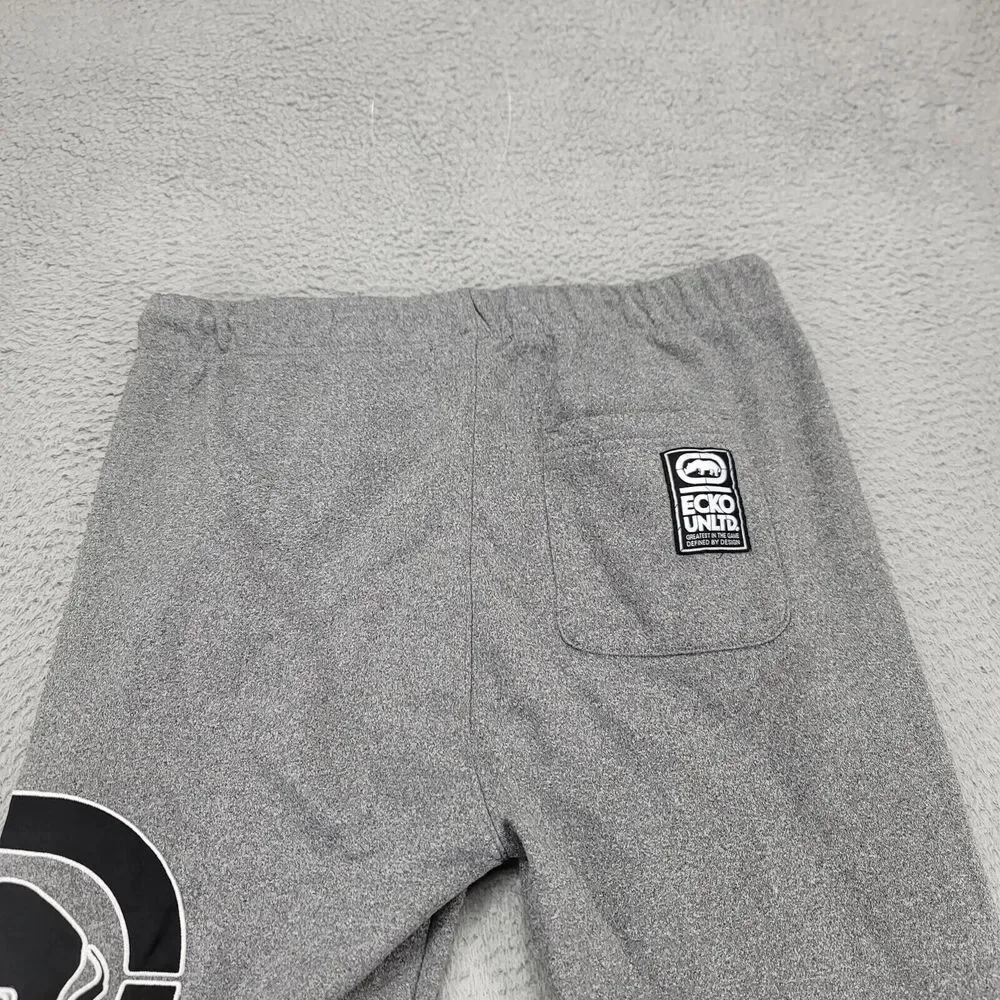 Ecko Unltd. Pants Mens Medium Gray Cuffed Jogger Spellout Athleisure Casual Logo
